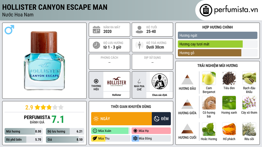 Thông tin chi tiết Hollister Canyon Escape Man