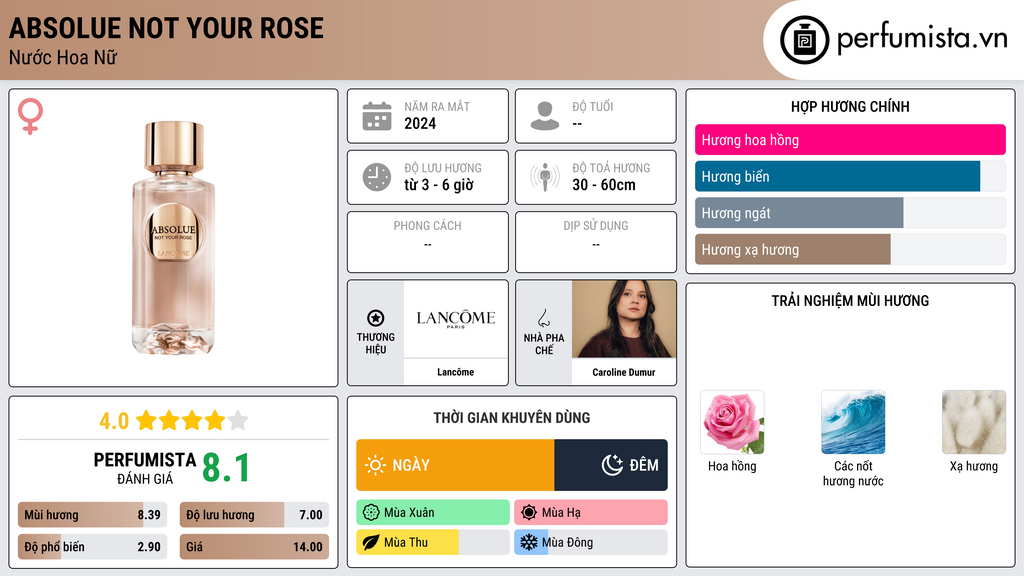 Thông tin chi tiết Absolue Not Your Rose