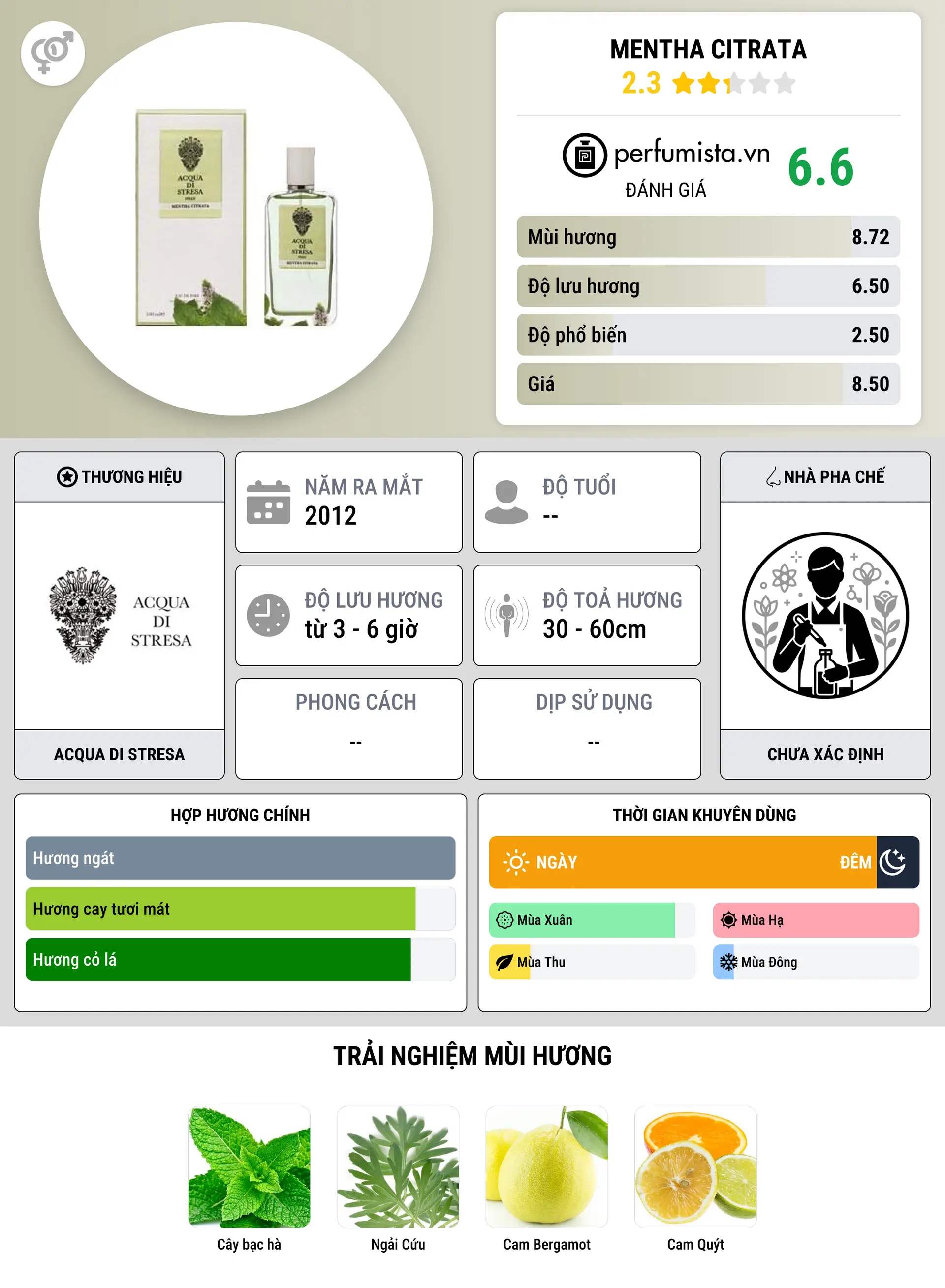 Thông tin chi tiết Mentha Citrata