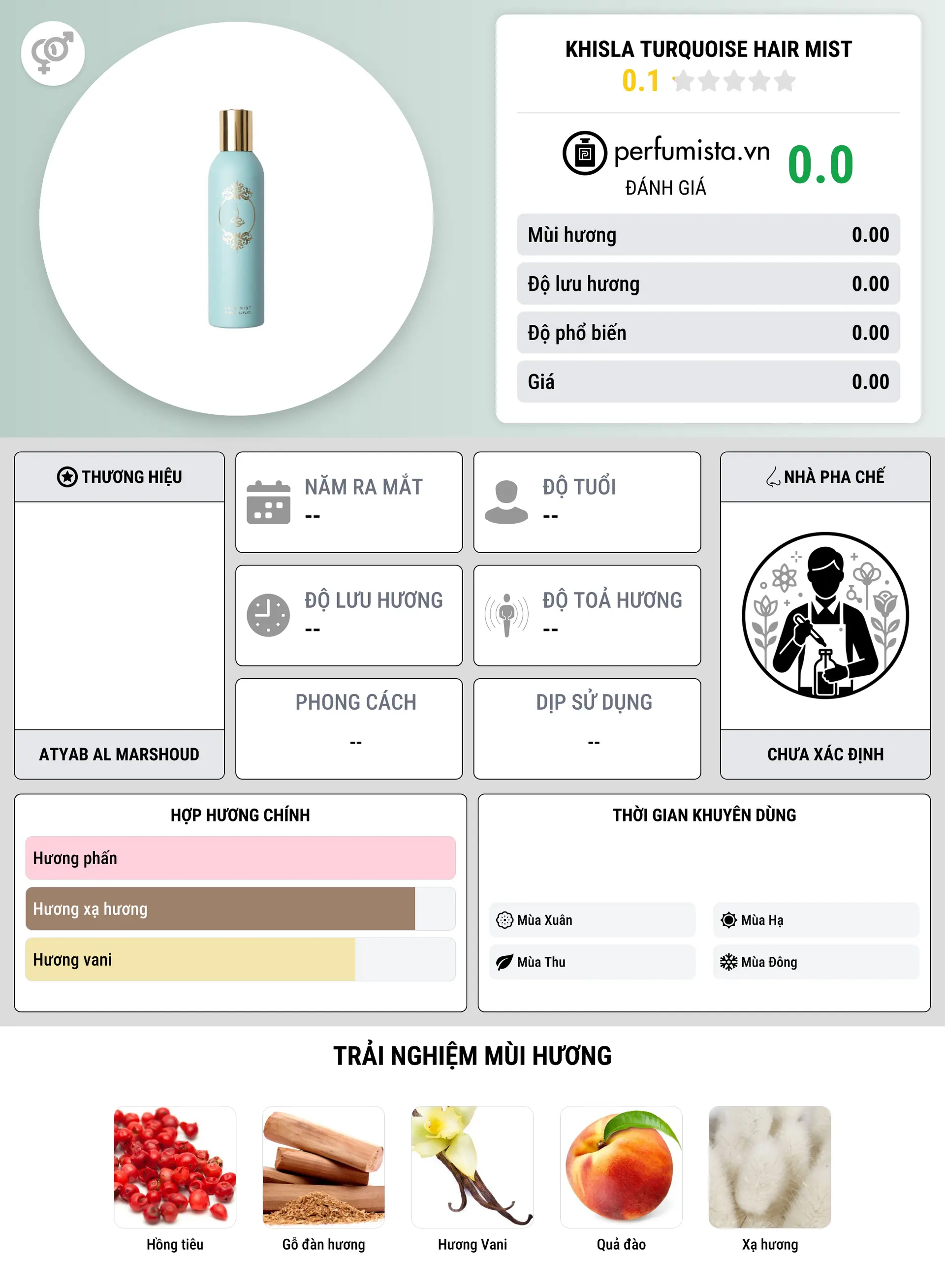 Thông tin chi tiết Khisla Turquoise Hair Mist