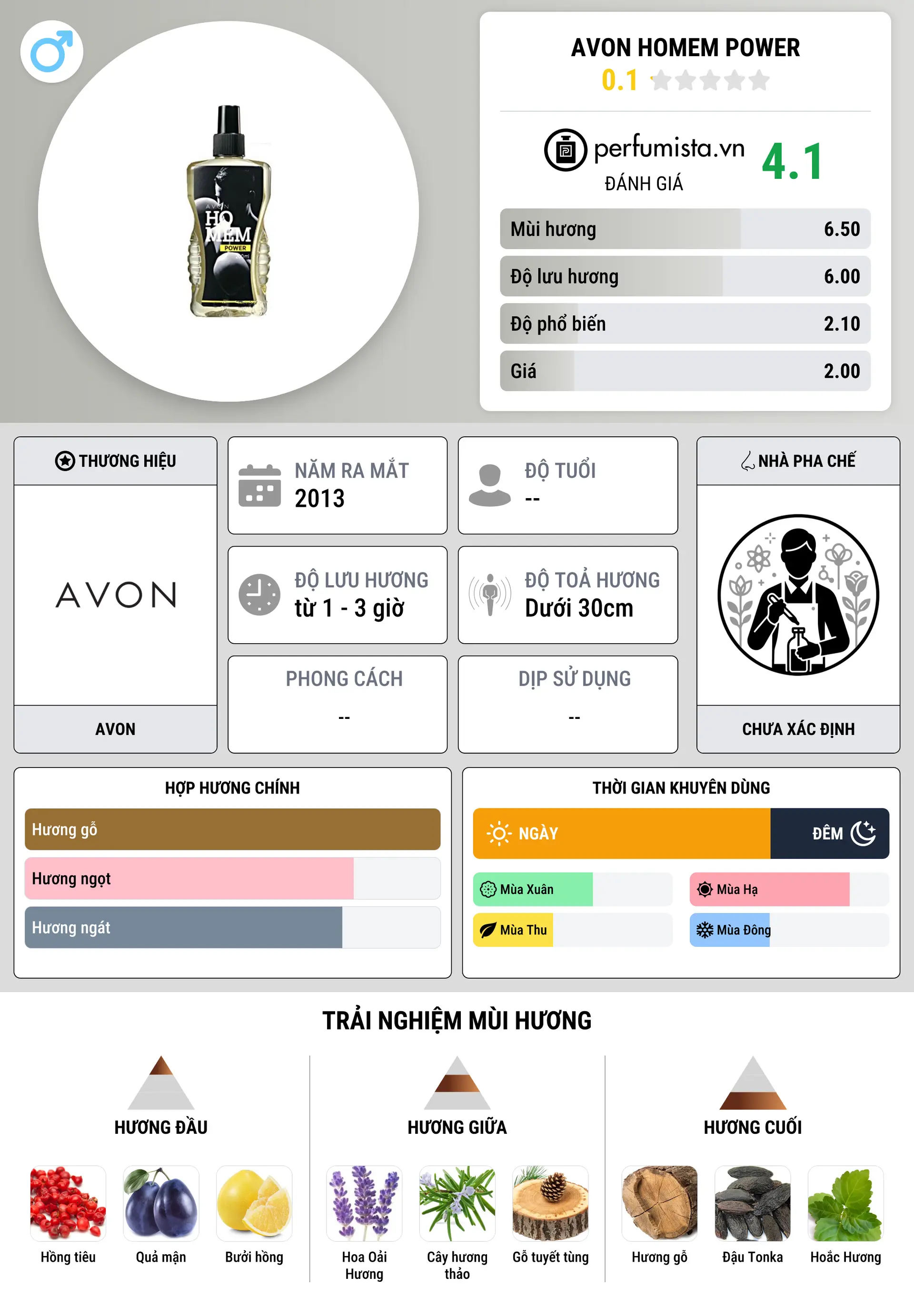 Thông tin chi tiết Avon Homem Power