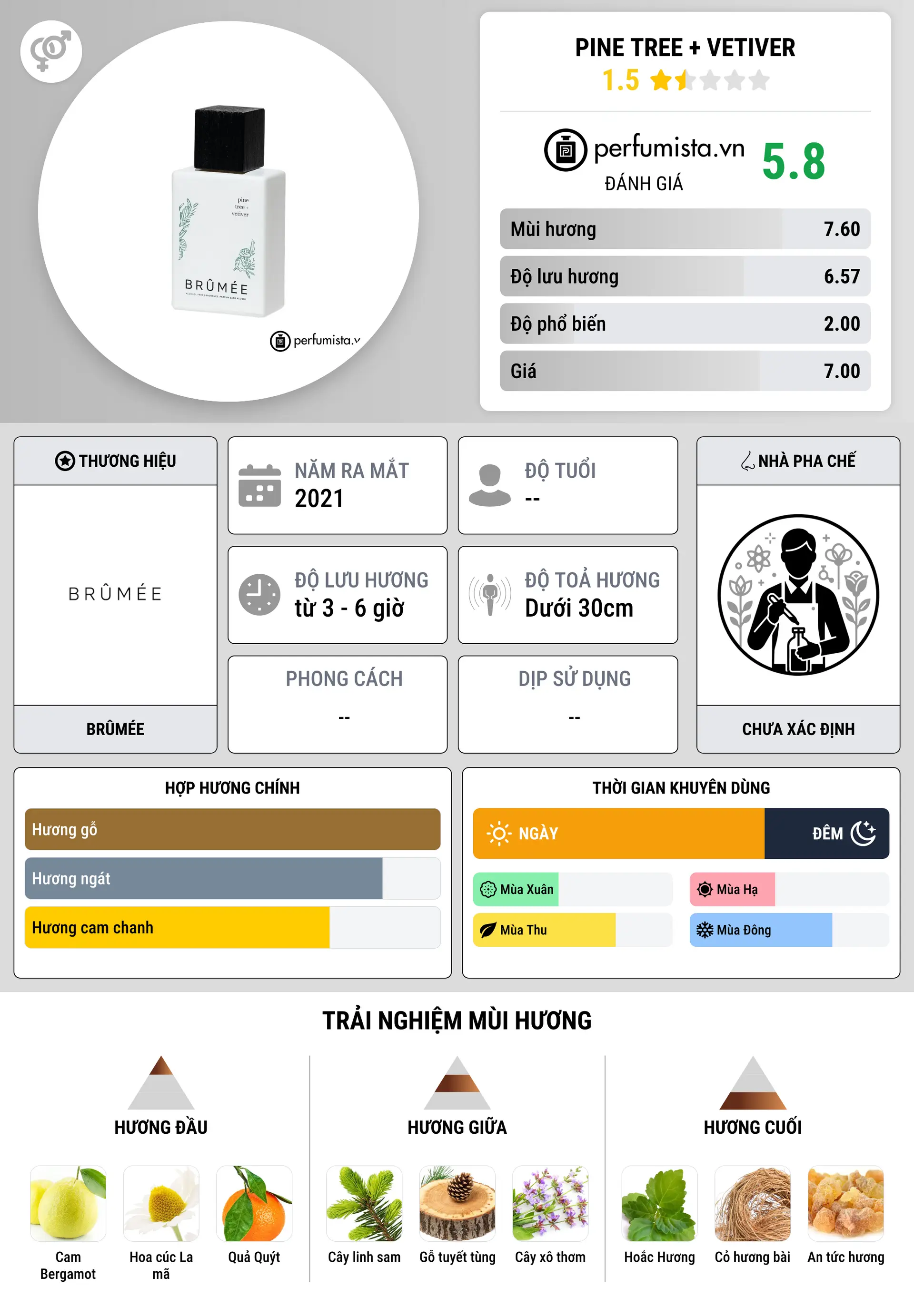 Thông tin chi tiết Pine Tree + Vetiver