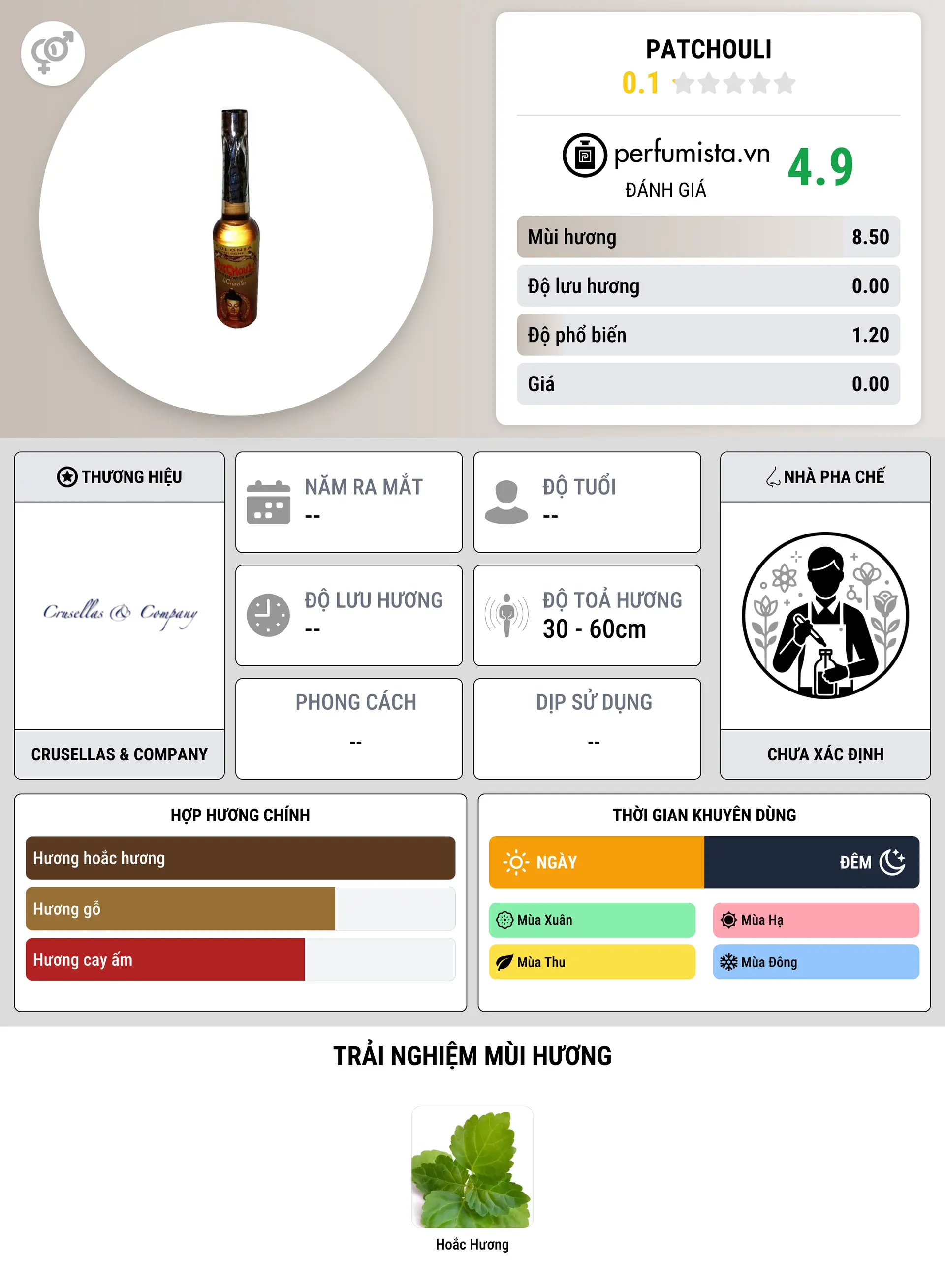 Thông tin chi tiết Patchouli