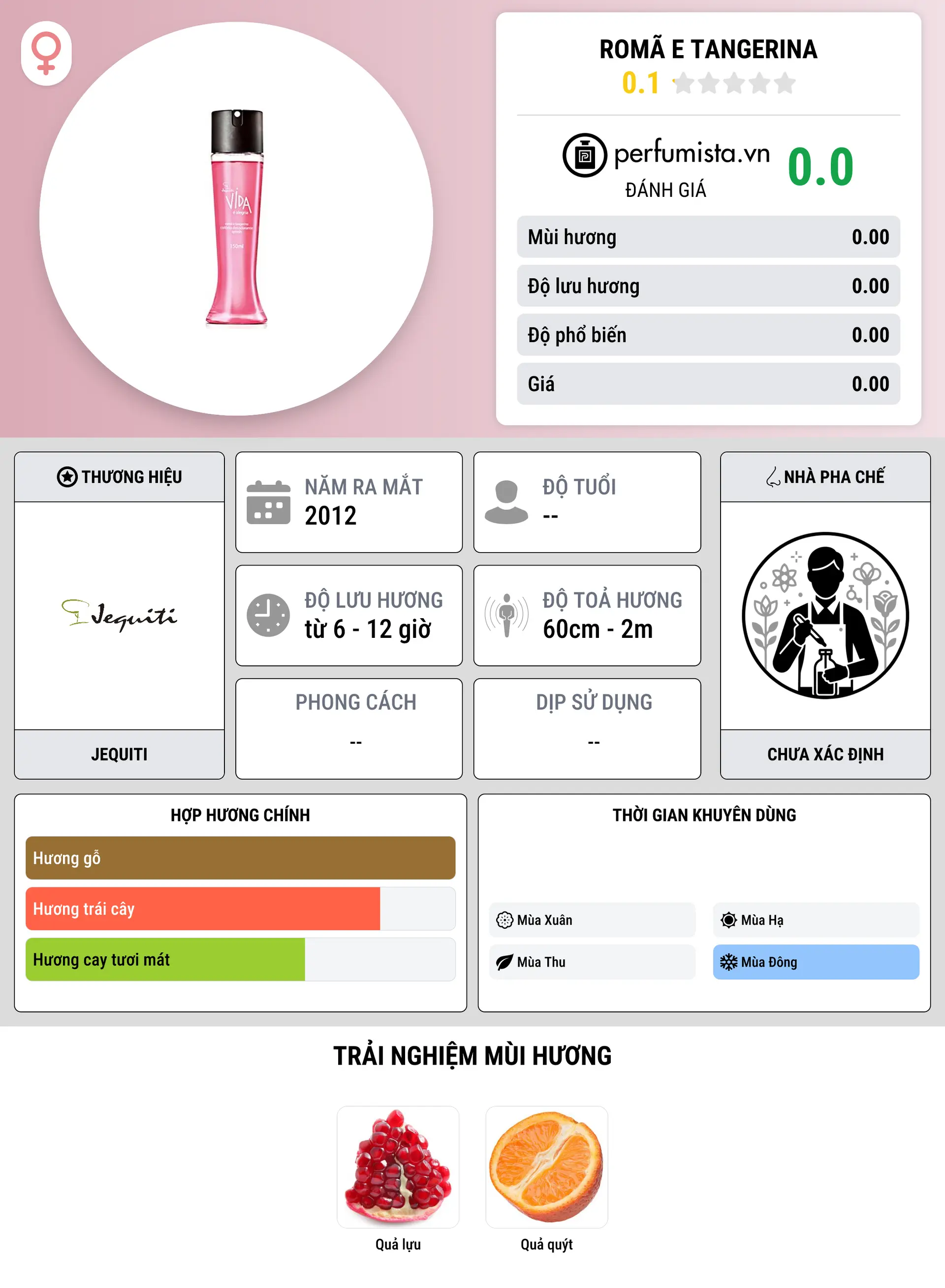 Thông tin chi tiết Romã e Tangerina