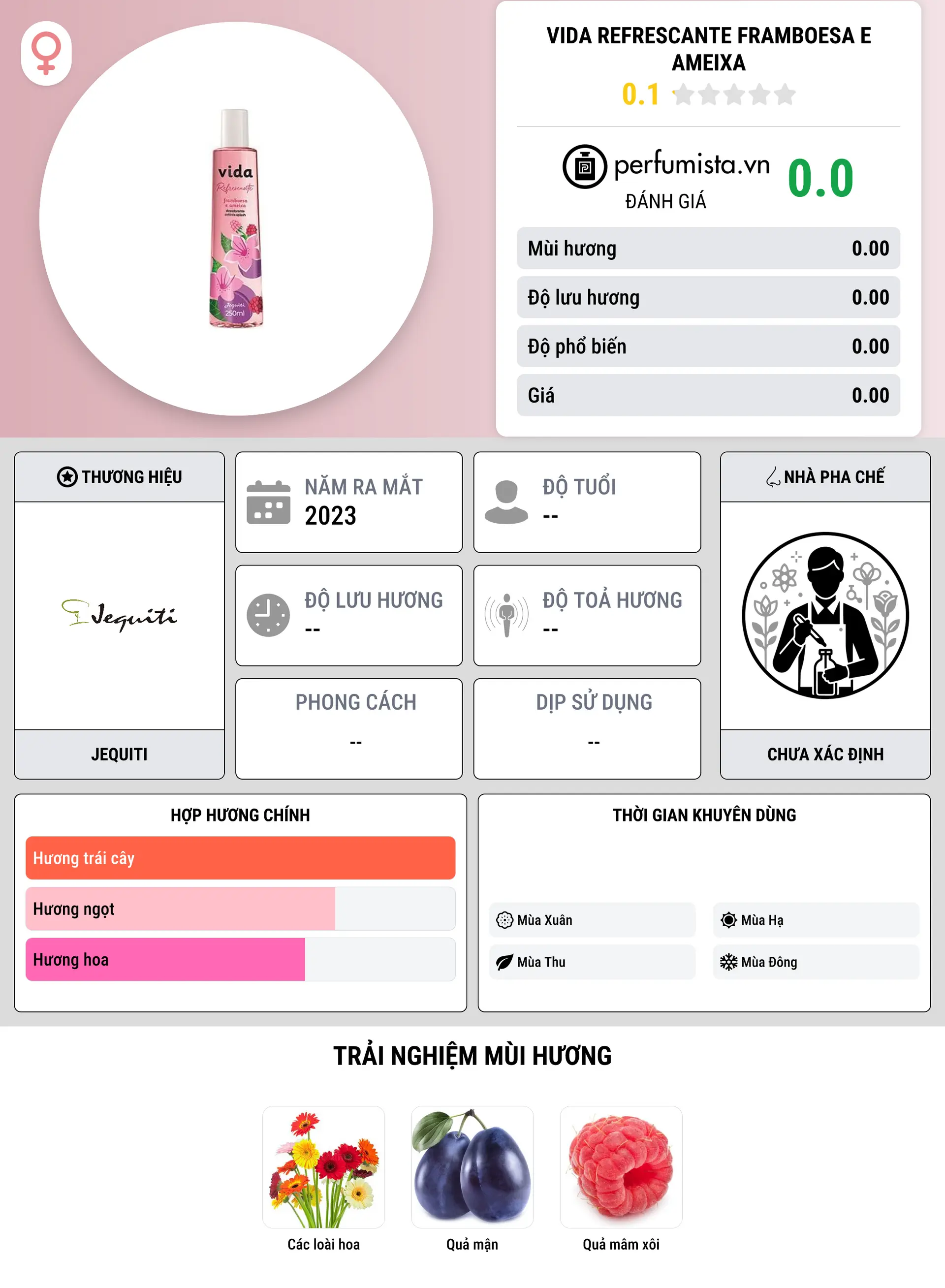 Thông tin chi tiết Vida Refrescante Framboesa e Ameixa