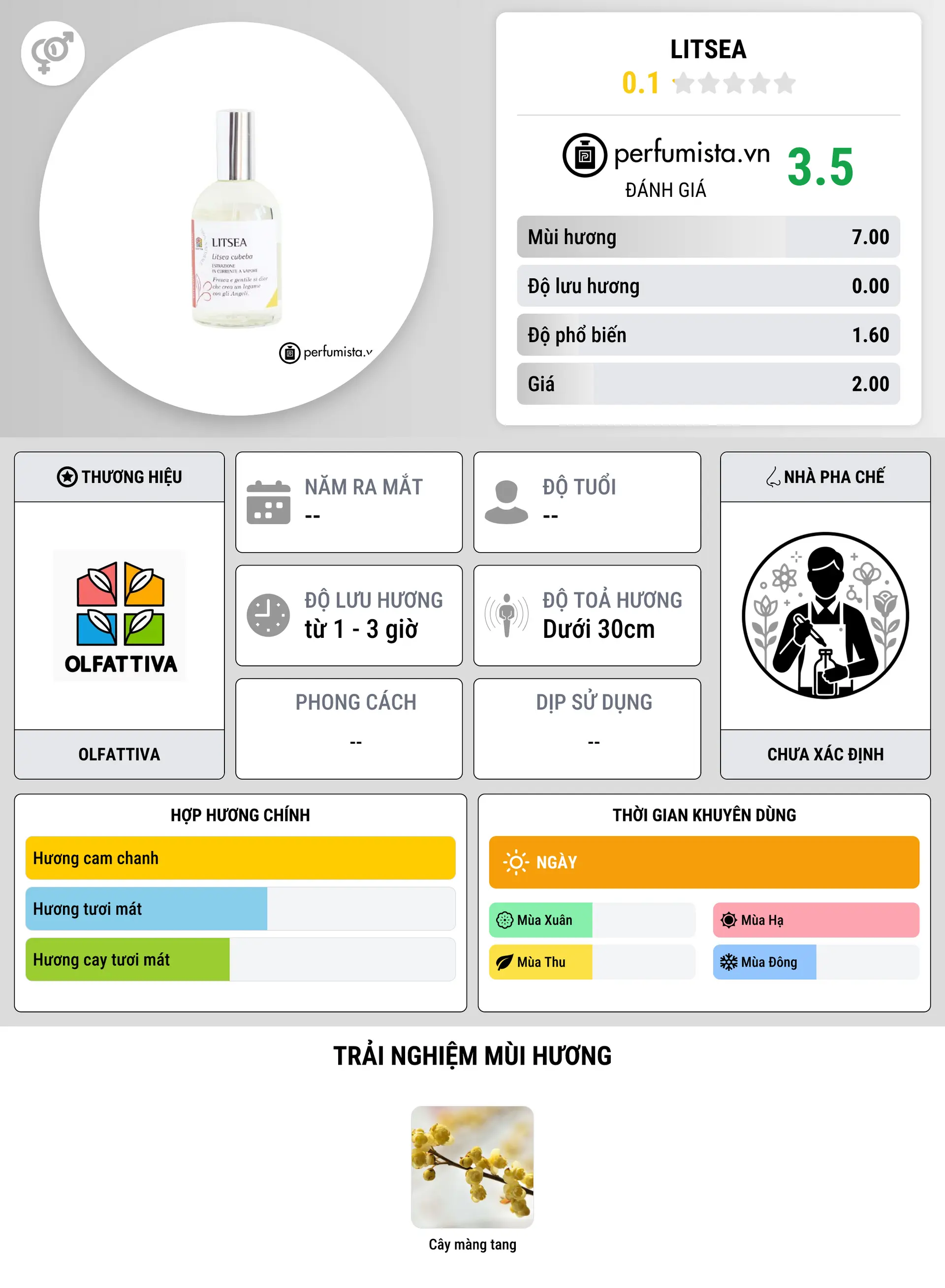 Thông tin chi tiết Litsea