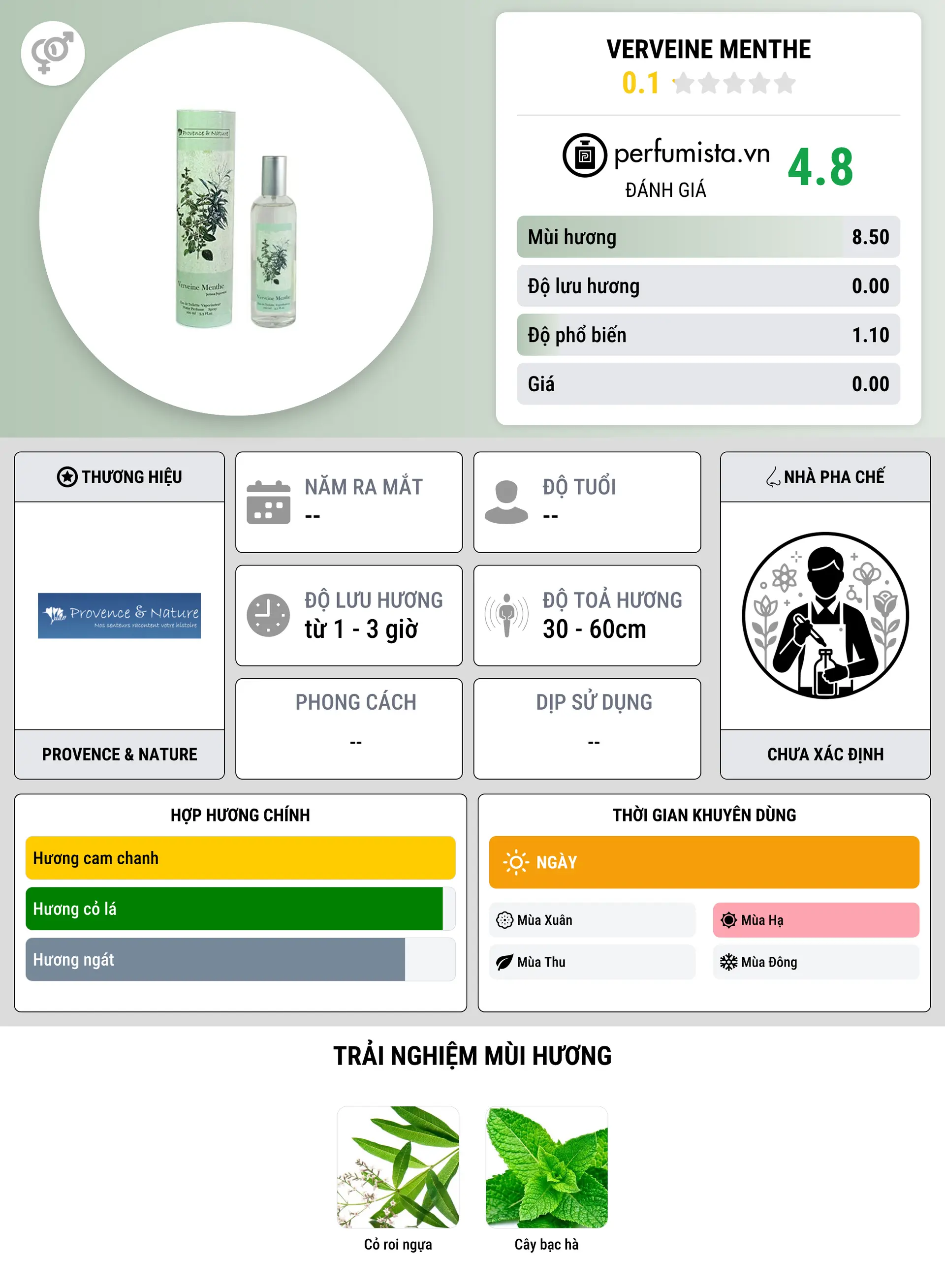 Thông tin chi tiết Verveine Menthe