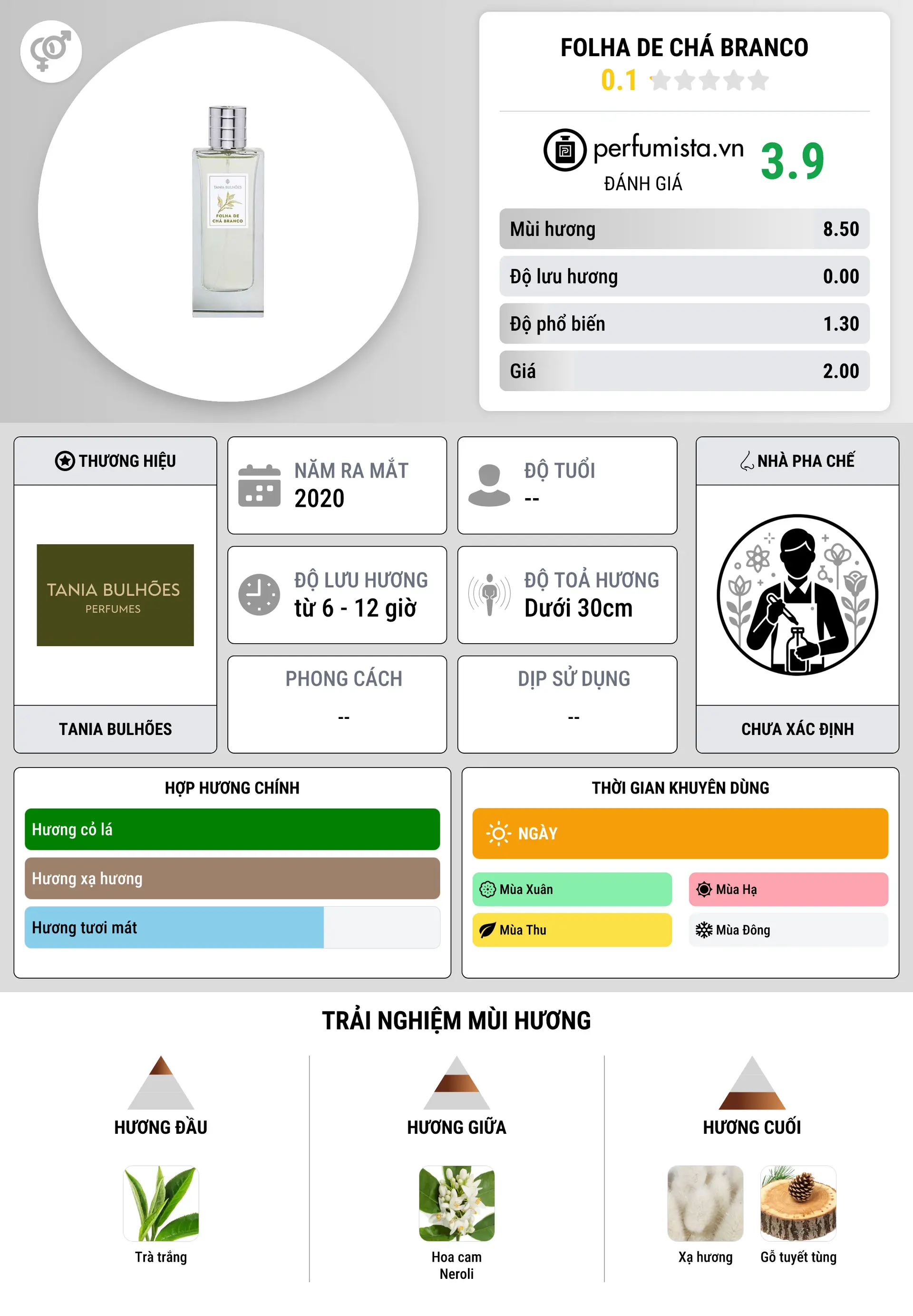 Thông tin chi tiết Folha de Chá Branco