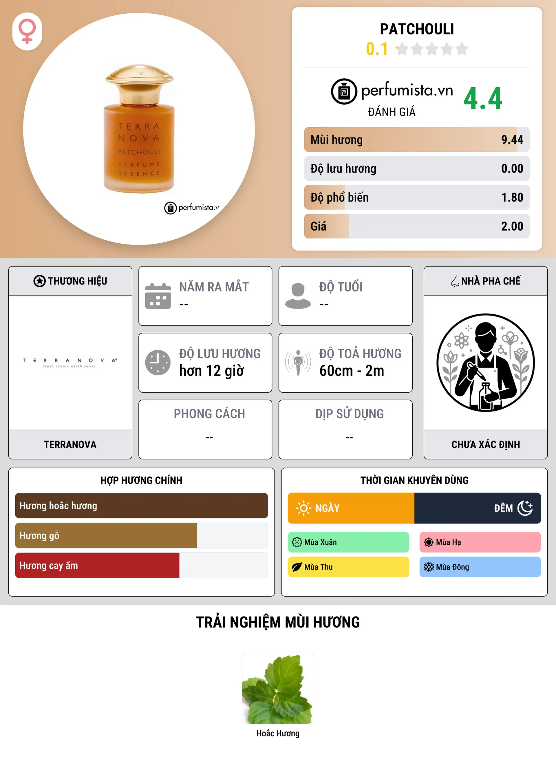 Thông tin chi tiết Patchouli