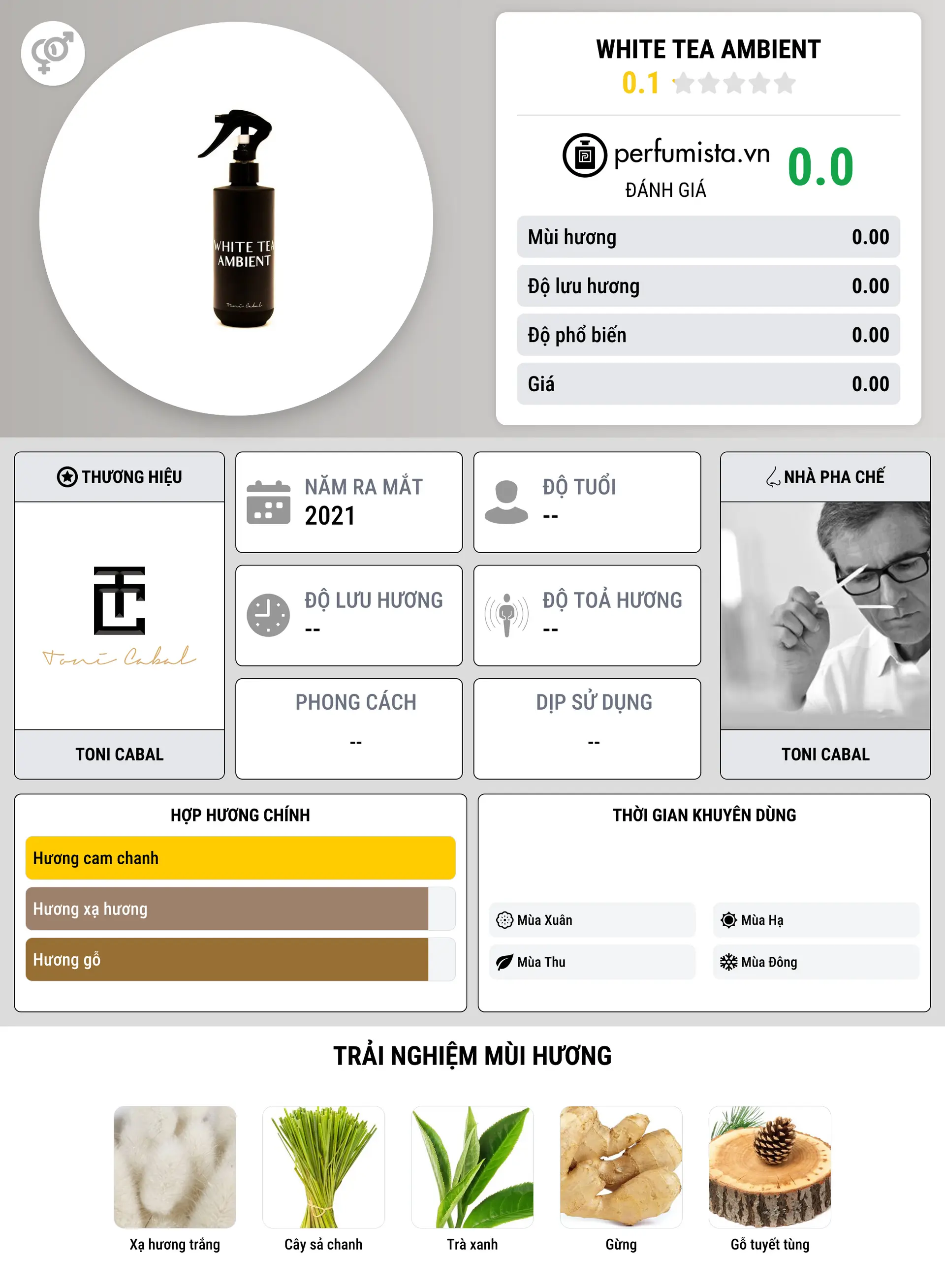 Thông tin chi tiết WHITE TEA AMBIENT