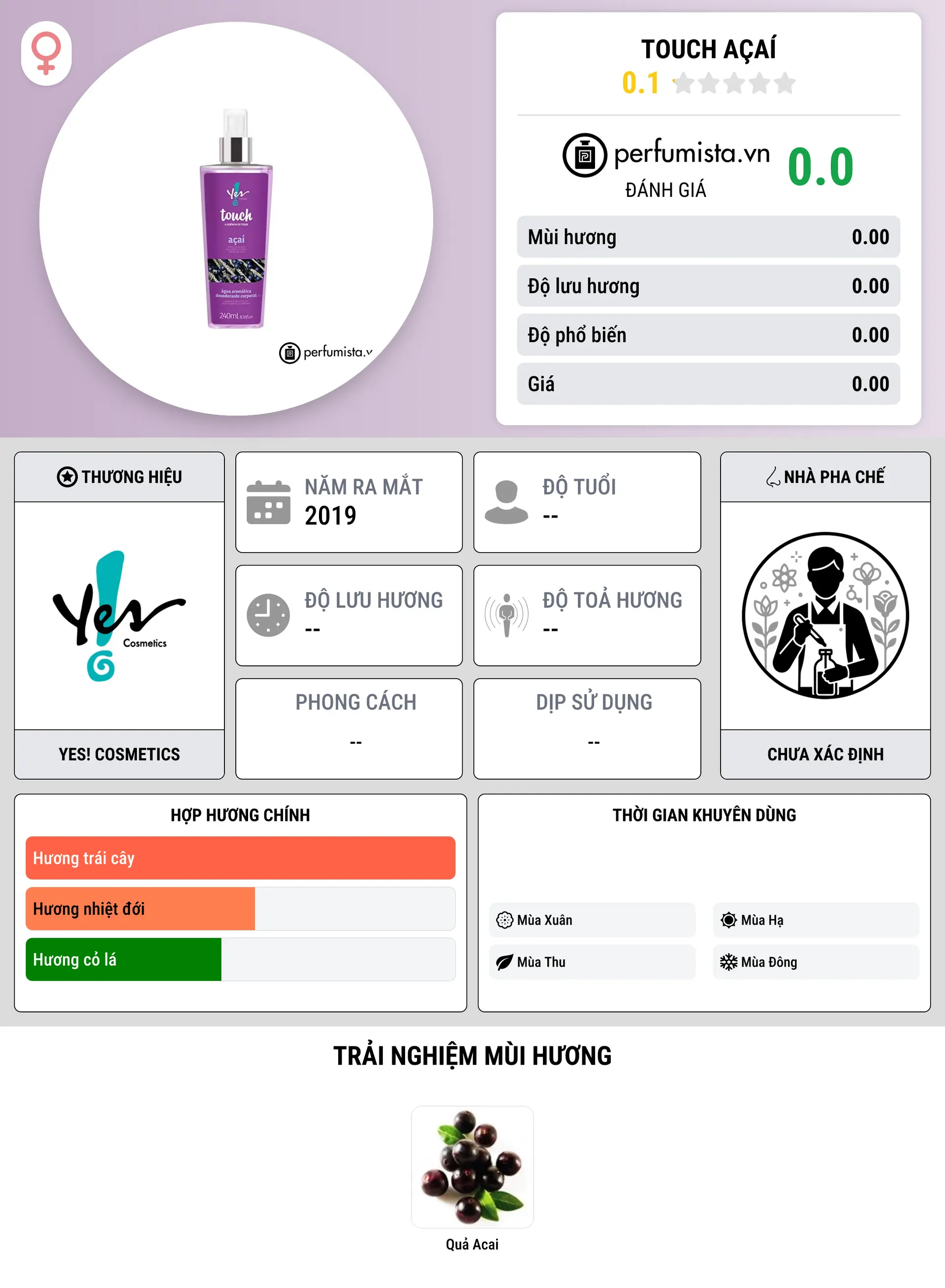 Thông tin chi tiết Touch Açaí