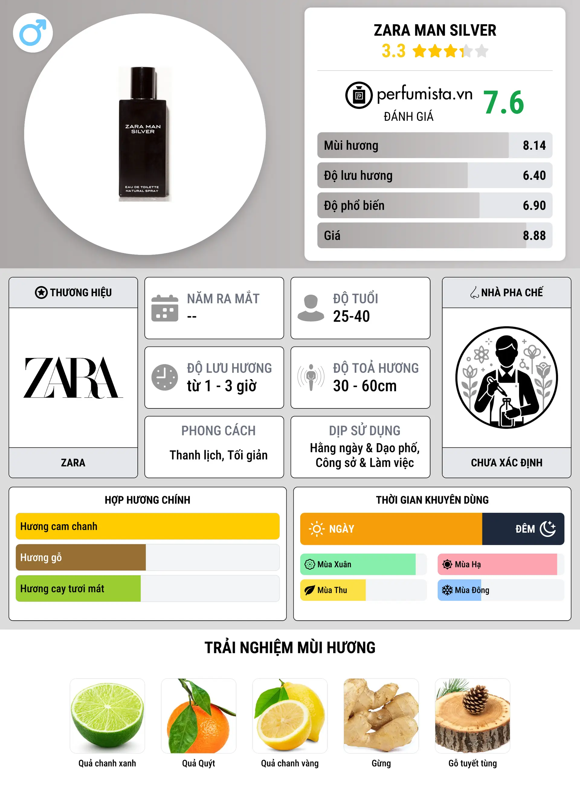 Thông tin chi tiết Zara Man Silver