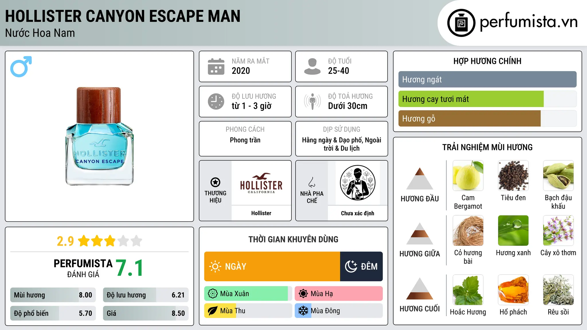 Thông tin chi tiết Hollister Canyon Escape Man