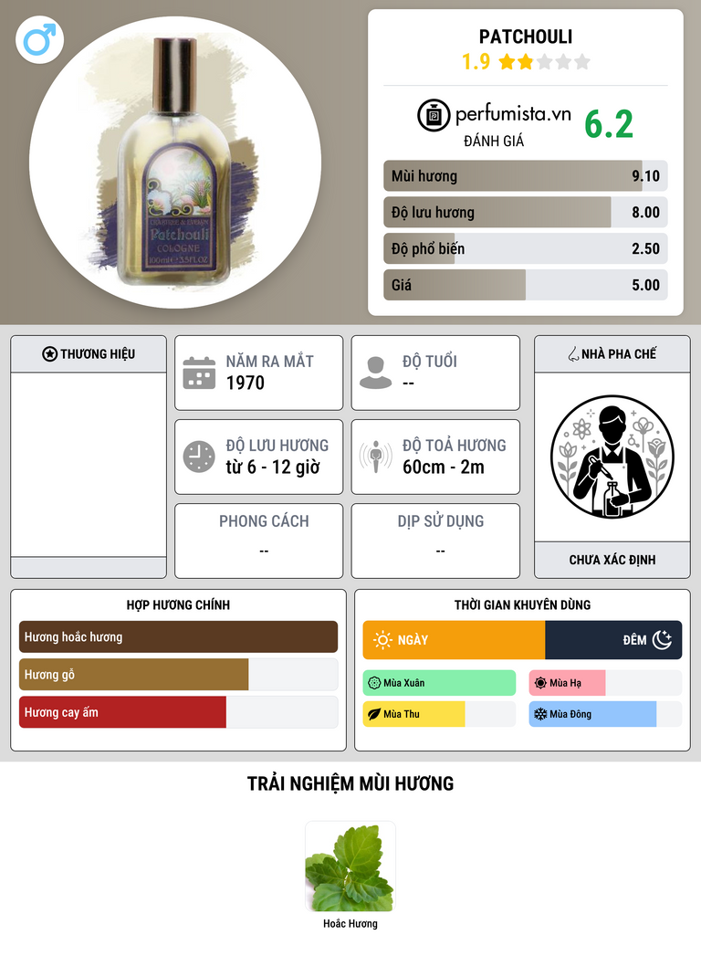 Thông tin chi tiết Patchouli