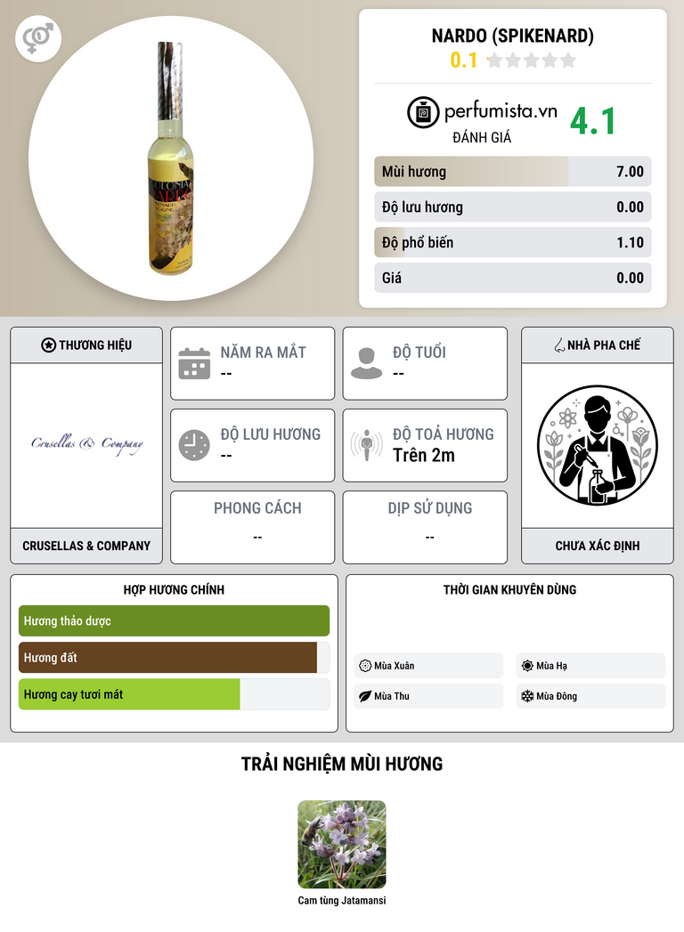 Thông tin chi tiết Nardo (Spikenard)