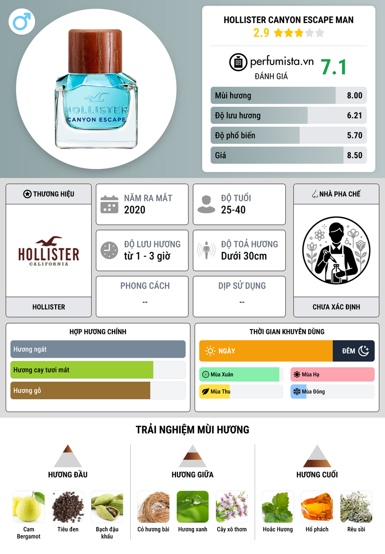 Thông tin chi tiết Hollister Canyon Escape Man