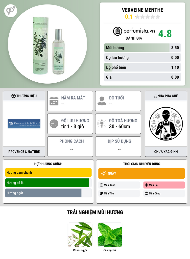 Thông tin chi tiết Verveine Menthe