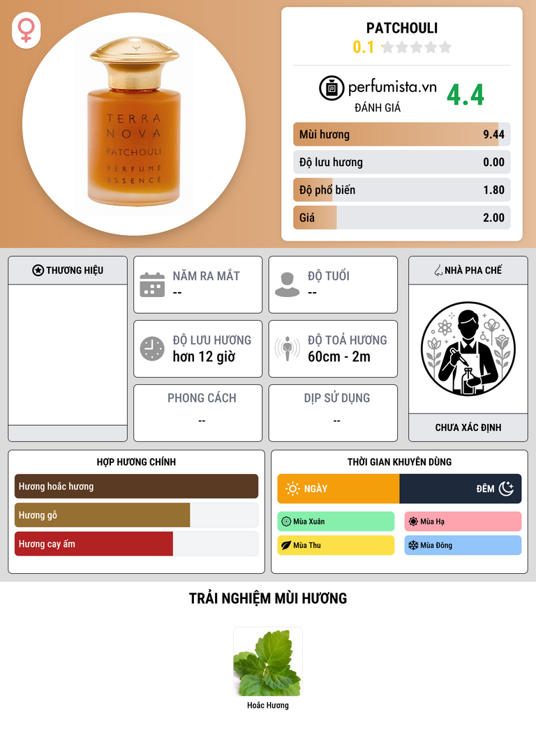 Thông tin chi tiết Patchouli